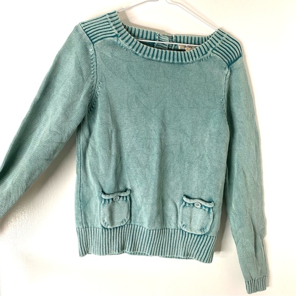 Tyler Boe Green Cotton Knit Back Button Sweater - Picture 3 of 12